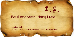 Paulcsenetz Hargitta névjegykártya